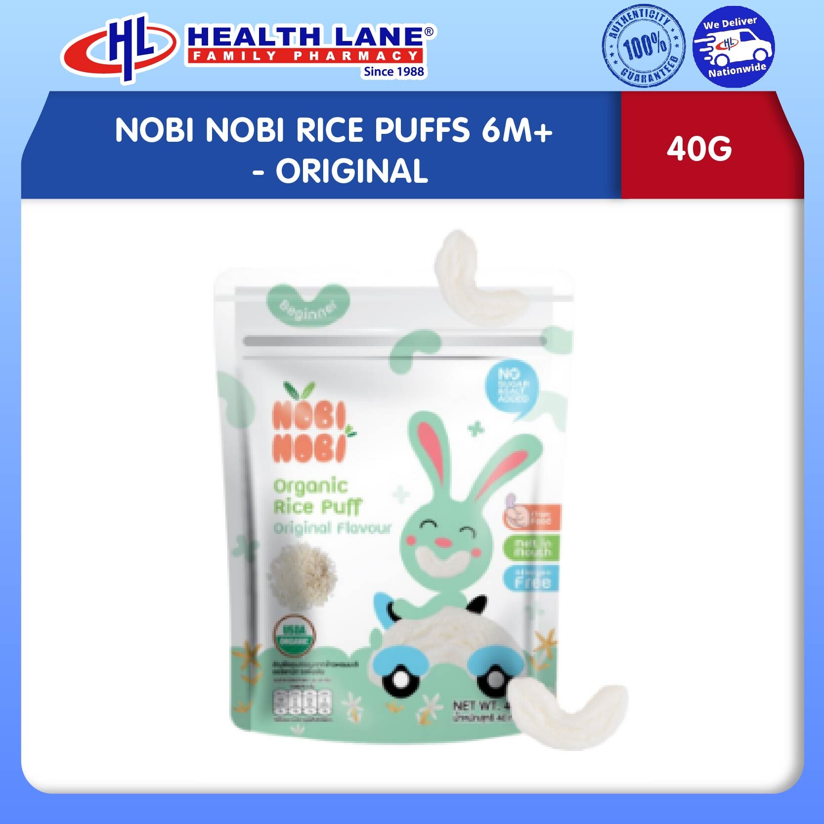 NOBI NOBI RICE PUFFS 6M+ - ORIGINAL (40G)